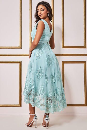 High And Low Dress With Pleated Bodice Maxi Dress Goddiva